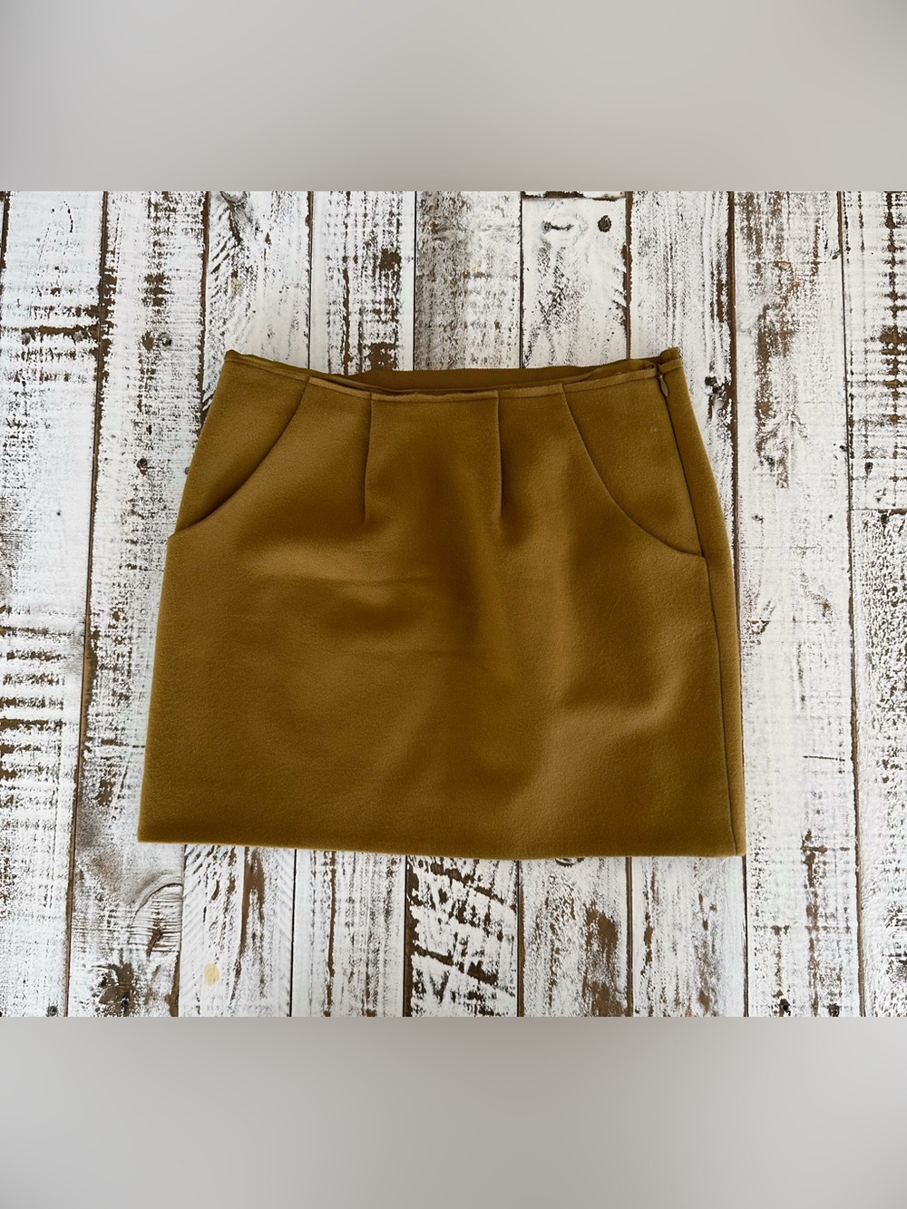 J. Crew Felted Wool Mini Skirt with Front Pockets Mustard Yellow (Size 00)